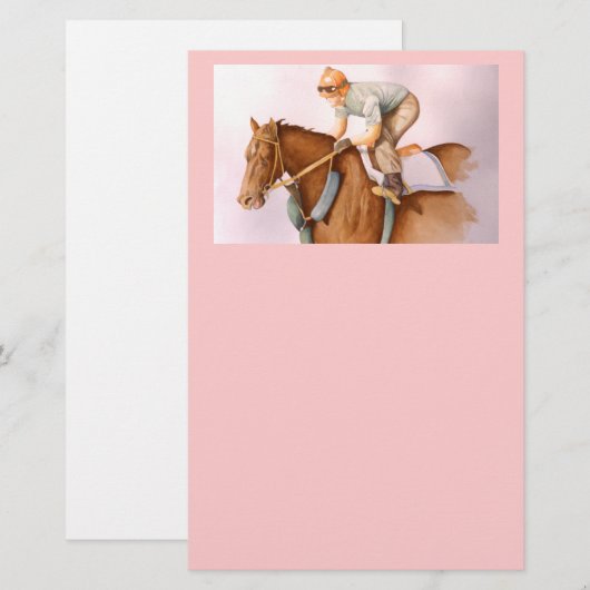 Race Horse en Jockey Briefpapier (Voorkant / Achterkant)