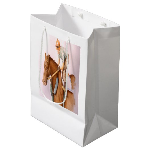 Race Horse en Jockey Medium Cadeauzakje (Voorkant Gekanteld)