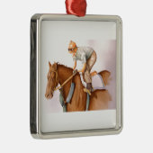 Race Horse en Jockey Metalen Ornament (Rechts)