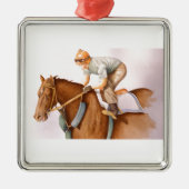 Race Horse en Jockey Metalen Ornament (Voorkant)