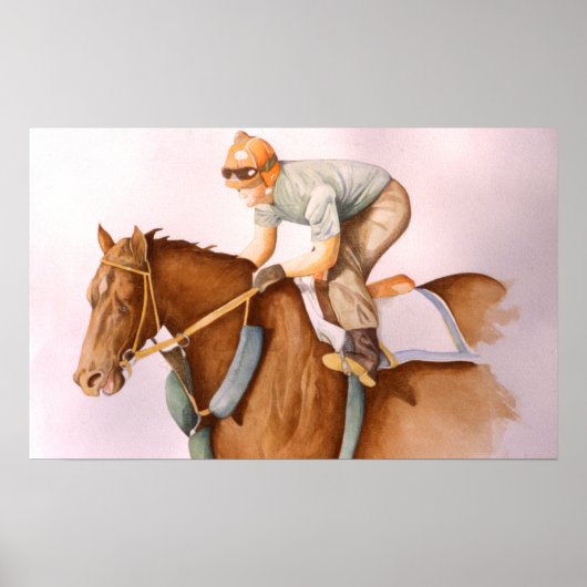 Race Horse en Jockey Poster (Voorkant)