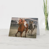 Race Horse is de Winning Thoroughbred Feestdagen Kaart (Voorkant)
