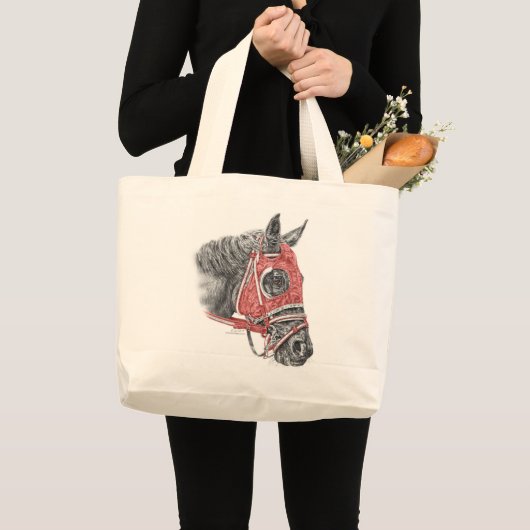 Race Horse Portrait Silks Grote Tote Bag (Voorkant (product))
