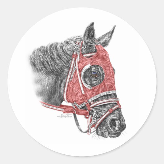 Race Horse Portrait Silks Ronde Sticker (Voorkant)