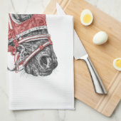 Race Horse Portrait Silks Theedoek (Quarter Fold)