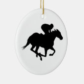 Race Horse Silhouette Keramisch Ornament (Rechts)