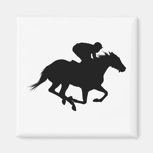 Race Horse Silhouette Magneet (Voorkant)