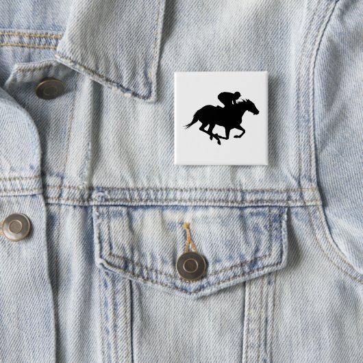 Race Horse Silhouette Vierkante Button 5,1 Cm (In situ)