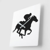 Race Horse Silhouette Vierkante Klok (Hoek)