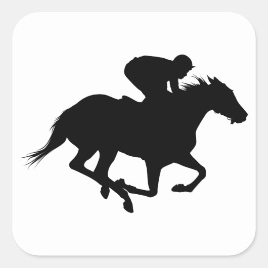 Race Horse Silhouette Vierkante Sticker (Voorkant)