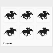 Race Horse Silhouette Vierkante Sticker (Vel)