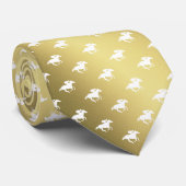 Race Horses Pattern | Jockey Graphic Gold Stropdas (Opgerold)