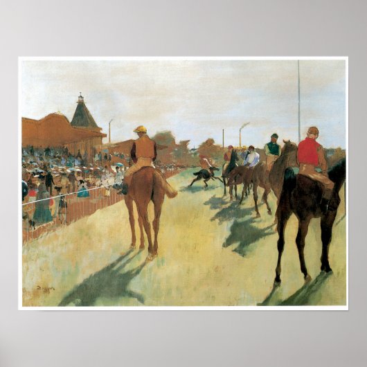 Race Horses voor de strengen, Degas Poster (Voorkant)