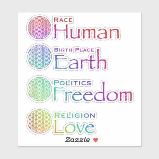 Race human religie houdt van politiek vrijheid sti sticker (Vel)