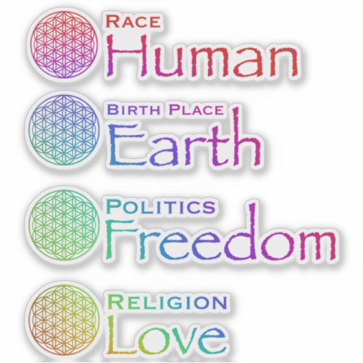 Race human religie houdt van politiek vrijheid sti sticker (Voorkant)