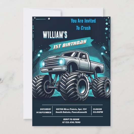 Race Kinder Jongen Auto's Cool Monster Truck 1e Ve Kaart (Voorkant)