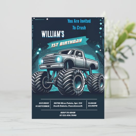 Race Kinder Jongen Auto's Cool Monster Truck 1e Ve Kaart (Staand voorkant)