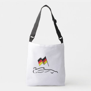 Race-lijntekening met Duitse vlag Crossbody Tas