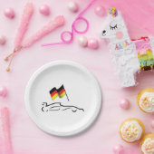 Race-lijntekening met Duitse vlag Papieren Bordje (Feest)