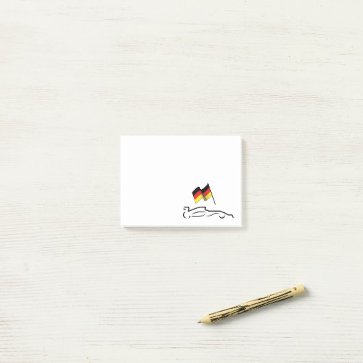 Race-lijntekening met Duitse vlag Post-it® Notes (Op bureau)