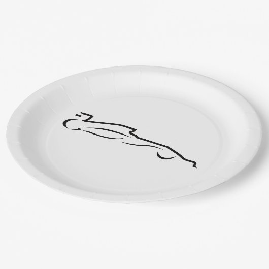 Race Line Drawing Silhouette Papieren Bordje (Gekanteld)