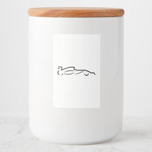 Race Line Drawing Silhouette Voedselcontainer Etiket (Voorkant)