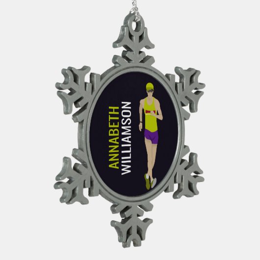 Race-lopen Tin Sneeuwvlok Ornament (Links)