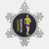 Race-lopen Tin Sneeuwvlok Ornament (Voorkant)