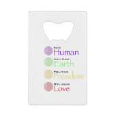 Race: Menselijke geboorteplaats: Grondpolitiek: vr Creditkaart Flessenopener (Voorkant)