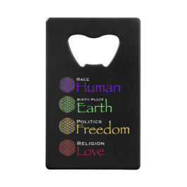 Race: Menselijke geboorteplaats: Grondpolitiek: vr Creditkaart Flessenopener