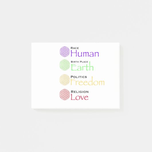 Race: Menselijke geboorteplaats: Grondpolitiek: vr Post-it® Notes (Voorkant)