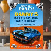 Race Muscle Car Kids Verjaardagsfeest Kaart