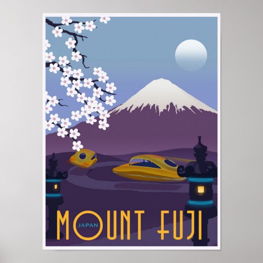 Race naar de berg Fuji in je vliegende auto. Poster (Voorkant)