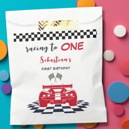 Race naar de eerste verjaardag van de kinderen bedankzakje