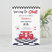 Race naar de eerste verjaardag van de kinderen kaart (Staand voorkant)