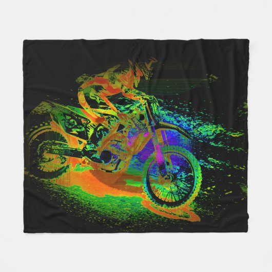 Race naar de Fins! - Motocross Racer Fleece Deken (Voorkant (Horizontaal))