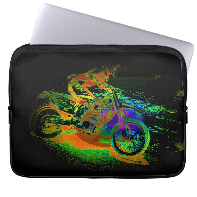 Race naar de Fins! - Motocross Racer Laptop Sleeve (Voorkant)