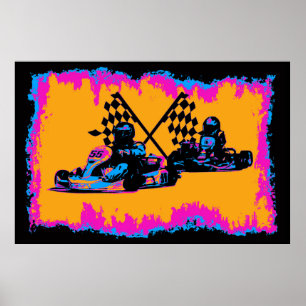 Race naar Finish - Go Kart Racers Poster