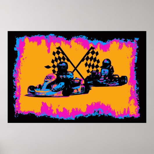 Race naar Finish - Go Kart Racers Poster (Voorkant)