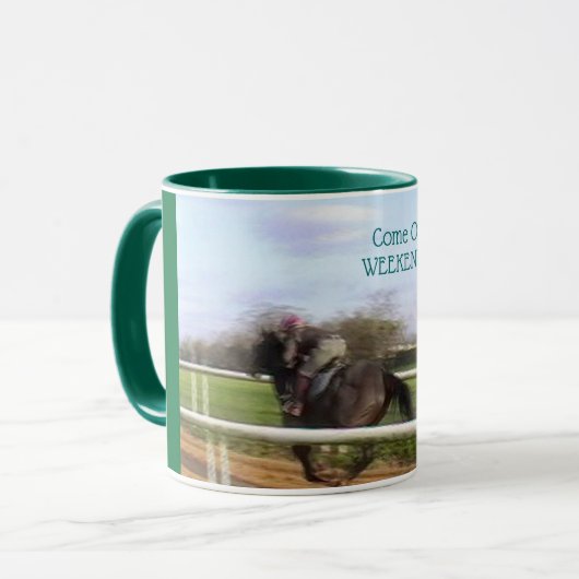 Race naar het weekend mok (Voorkant links)