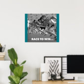 Race naar Win - Motivatie lopend Poster (Thuiskantoor)