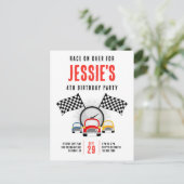 Race on Over Auto Verjaardagsfeest Uitnodiging (Staand voorkant)
