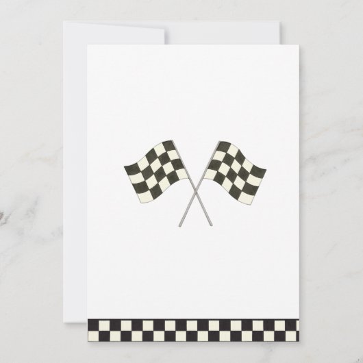 Race On Over – Car-Themed Birthday Invite Kaart (Achterkant)