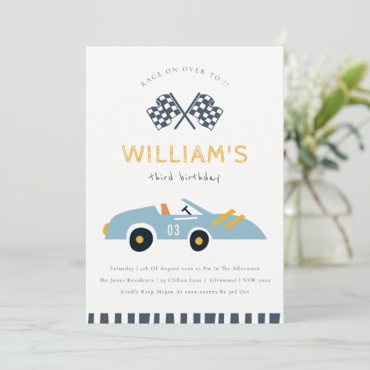 Race on Over Racing Auto Elke dag van de Age Uitno Bedankkaart (Staand voorkant)