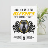 Race on Over Racing Helm Verjaardagsfeestje Kaart (Staand voorkant)