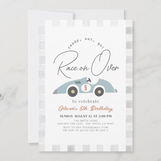 Race op Over Blue Race auto jongen verjaardag Kaart (Voorkant)