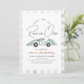 Race op Over Blue Race auto jongen verjaardag Kaart (Staand voorkant)