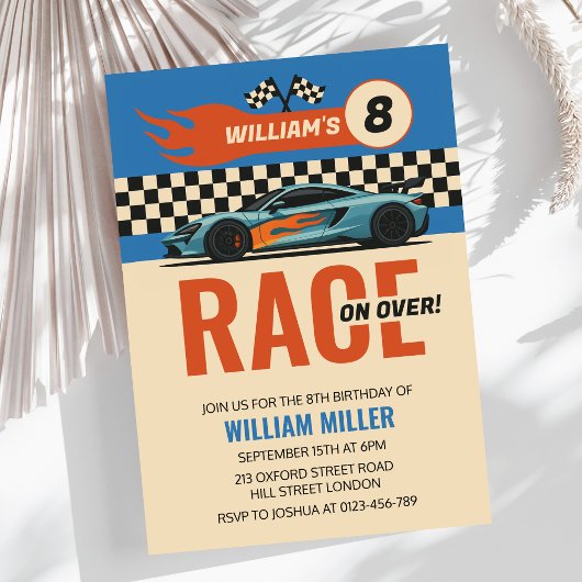 Race op Over Cool Car Race Boys Verjaardag Kaart