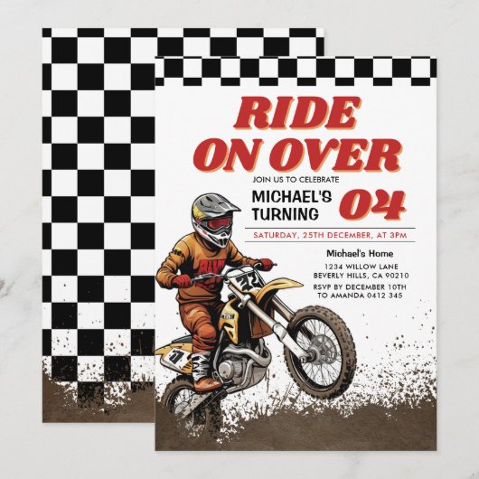 Race op over Kind Dirt Motorcross verjaardagsfeest Kaart (Voorkant / Achterkant)