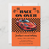 Race op over moderne rode sportwagen elke leeftijd kaart (Voorkant)